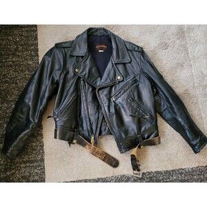 Vintage 60s Taubers Leather Motorcycle Jacket Talon Zips Buco Vanson 17” x 20”